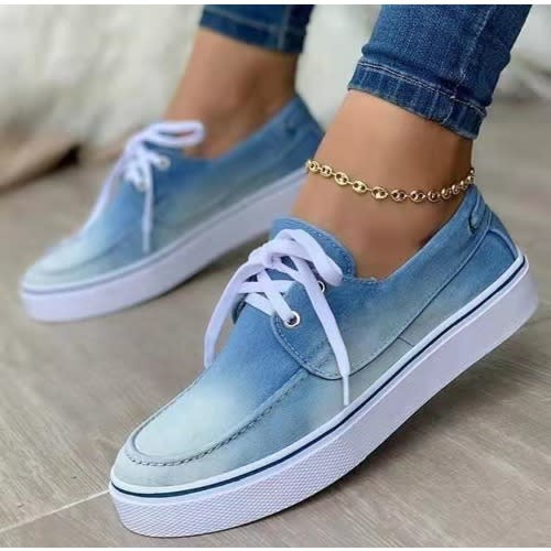 Denim Lace Up Canvas Sneakers