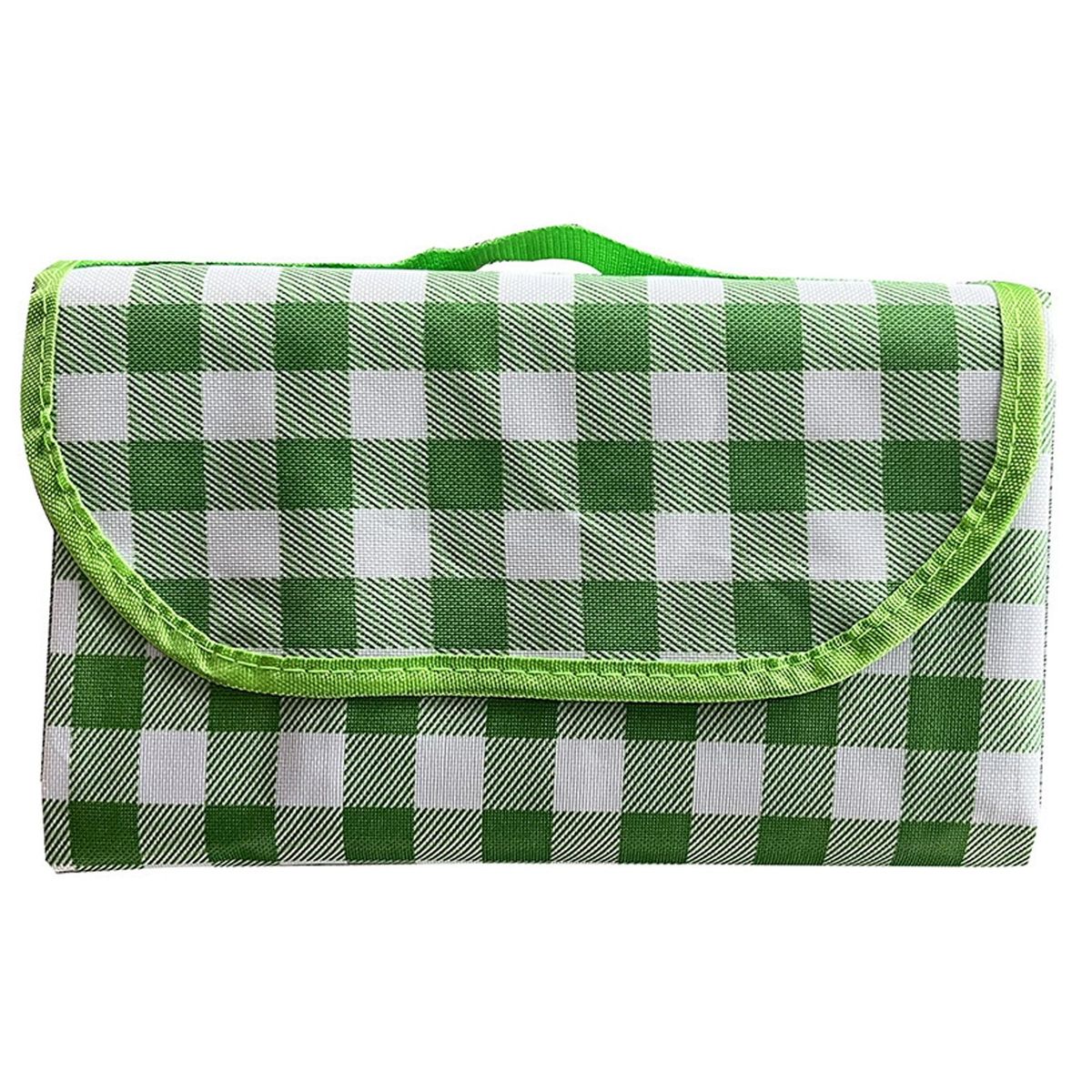 Waterproof Plaid Picnic Blanket Foldable Outdoor Mat Green
