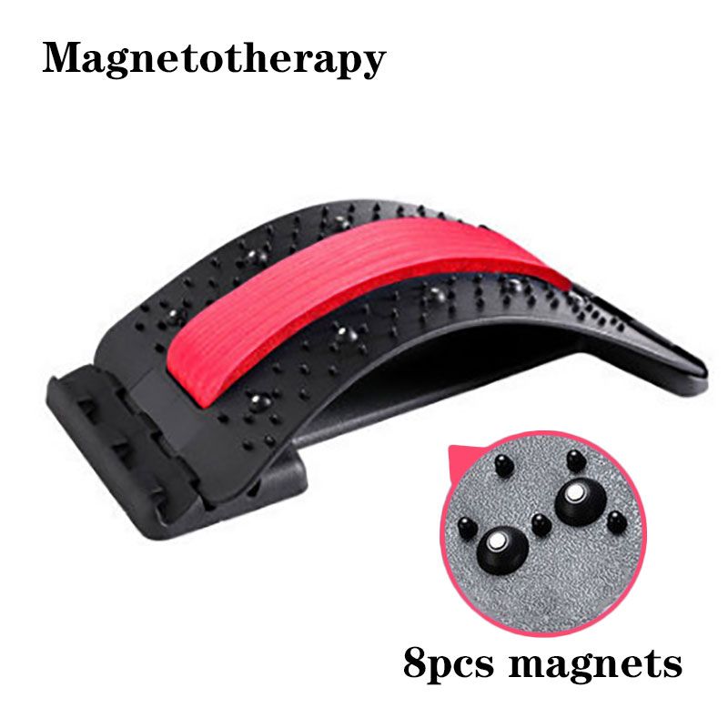 Multi-Level Adjustable Back Magnetotherapy Massager Stretcher Waist Neck Fitness-Magnetotherapy Red
