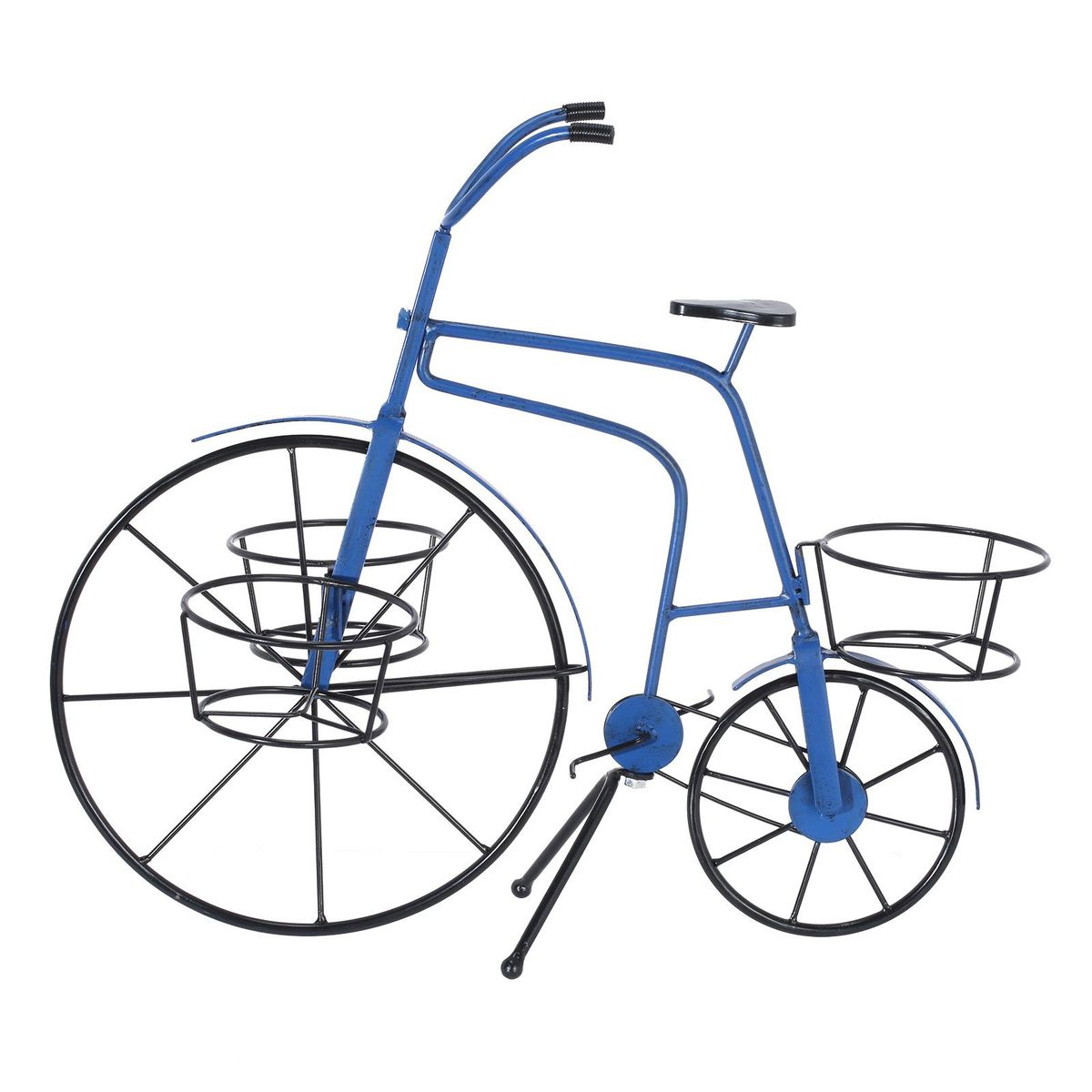 Tomfeel Bicycle Plant Stand Three Pots of Iron Flower Stand Handicraft Indoor Outdoor or Garden Vast Decoration Romantic Gift Blue & Yellow
