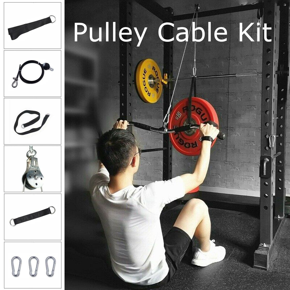 DIY Pulley Cable Pulldown Attachment System Biceps Triceps Trainer Home Fitness 2.5M