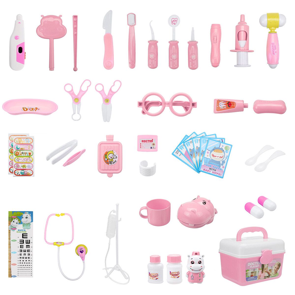 Toy Doctor Kit For Kids And Toddlers Pretend Play For Girls Dr Toys Dentist Doctor Kit With Electronic Stethoscope Toy And Carrying Case, Role Play Educational Toy Doctor Playset 46pcs Pink