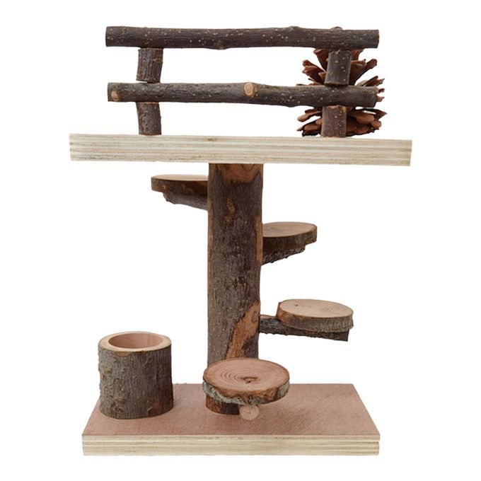 Natural Hamster Wooden Toys Set Climbing Ladder Small Pets Cage