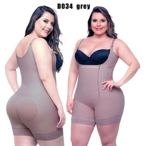 Womens Full Body Shaper Postpartum Recovery Slimming Underwear Waist Corset Girdle Bodysuits Fat Reductora Shapewear(#D034 Grey)
