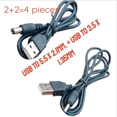 2 +2 Pieces USB To DC 5.5 X 2.1mm + USB To DC 3.5 X 1.3mm