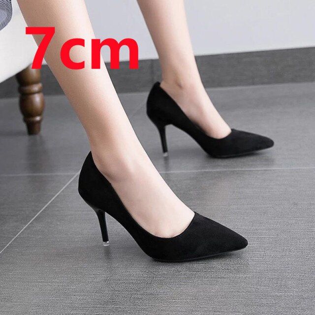 Marlisasa Women Black Flock High Heel Stiletto For Office Ladies Sandals