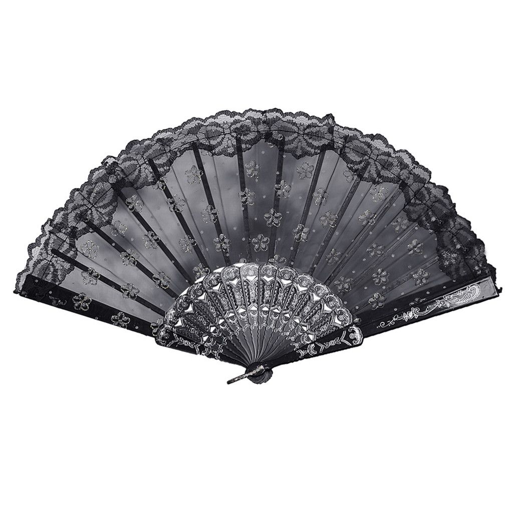 Style Hand #40 Wedding Fans Chinese Pocket Best Lace Folding Gift Pattern Lace Party Party Dance Fan Silk Flower Silk Held