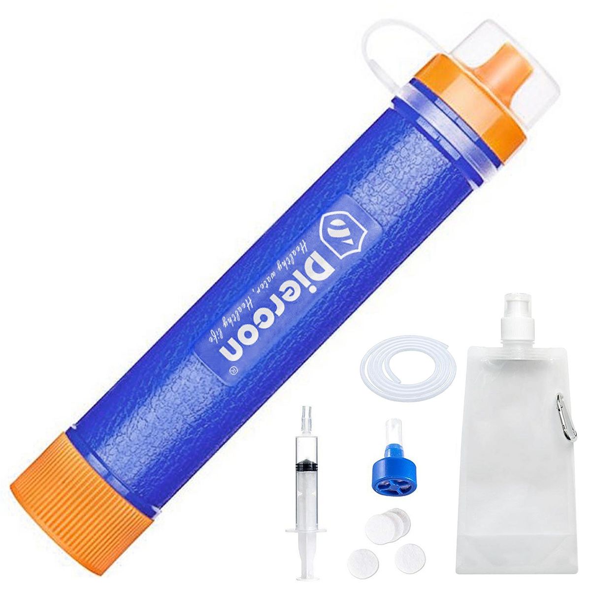 Personal Water Filter Straw 3-Stage Filtration Portable Gear for Drinking Camping Hiking Hunting and Emergency Preparedness
