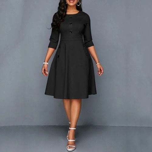 Midi Skater Dress -black
