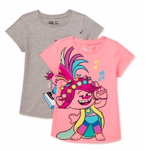 Trolls  Girls Short Sleeve Graphic T-shirt - 2 Packs
