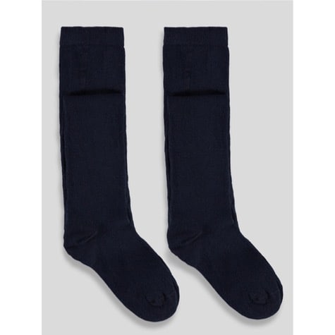 Girls 2 Pack Navy Cotton Soft Tights