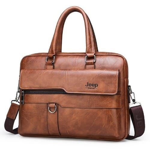 Business Men's Leather Formal Bag - 39cm x 28cm x 14cm - Brown