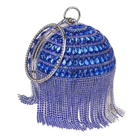 Round Stone Studded Purse - Blue