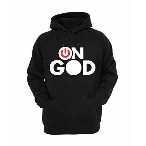 On God Print Black Hoodies