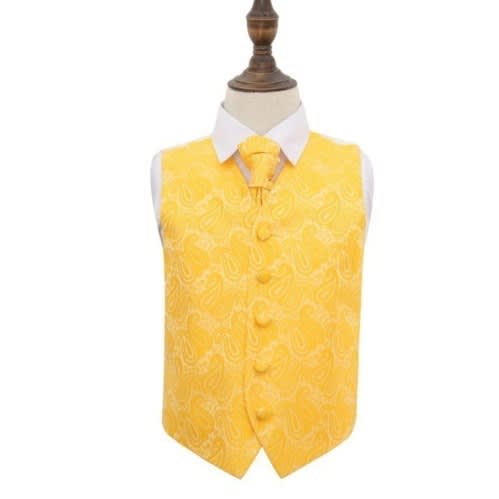 Paisley Floral Waistcoat With Hanky Set  - Yellow