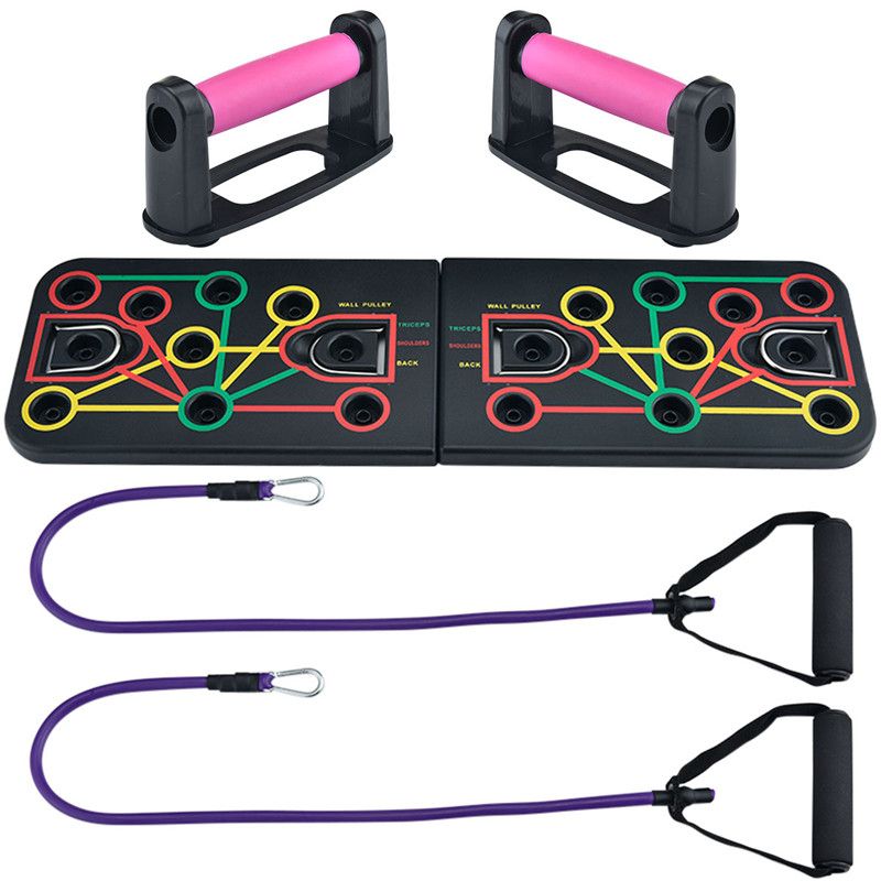 Multifunction  Stands Rack Board With Resistance Ropes Body Building Fitness-Light Grey