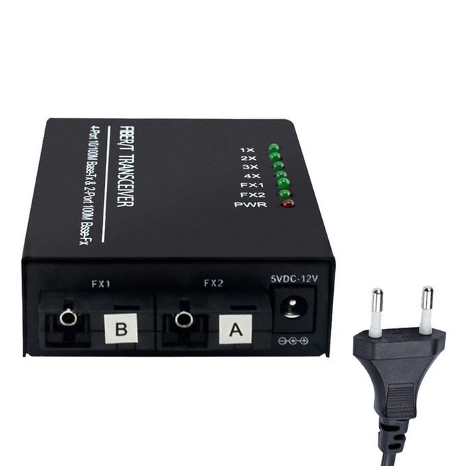 Ethernet Converter Switch 4* RJ45 2* Fiber SC Single Mode