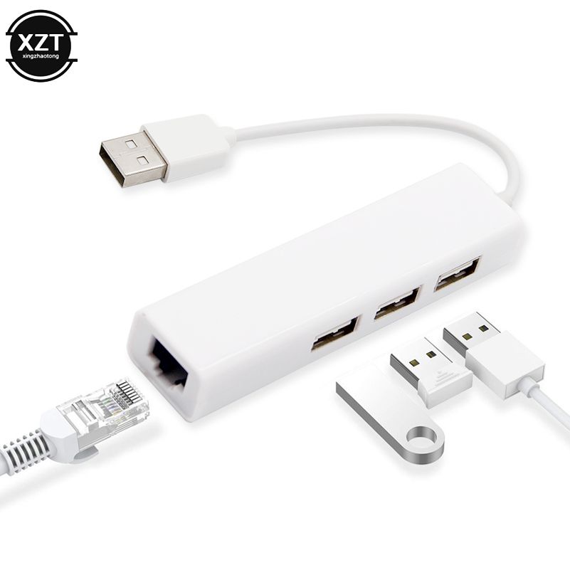 USB Ethernet With 3 Port USB HUB 2.0 RJ45 Lan Network Card