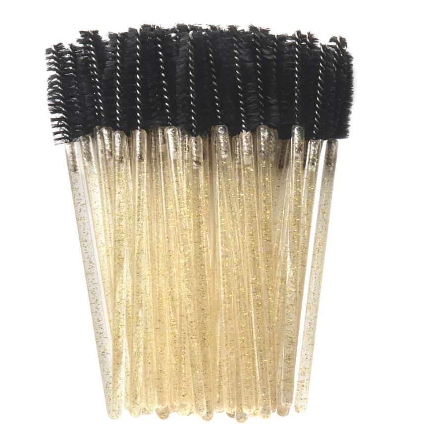 New Factory Direct Crystal Rod Disposable Eyelash Brush Gold
