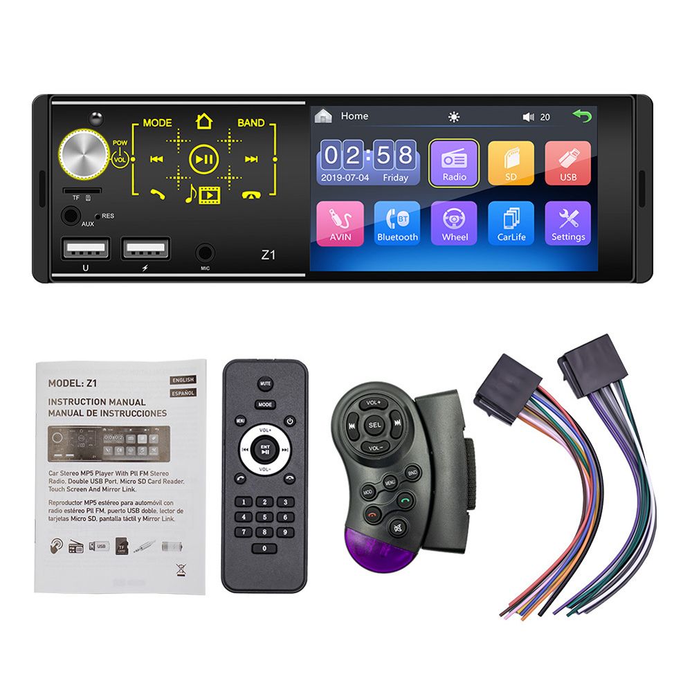 Z1 4.1in Multi-language Car BT MP5 Player Auto Touched