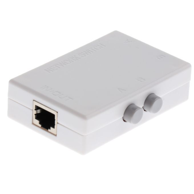 2Port Button Network Switch Splitter Hub 2-In 1-Out Or 1-In 2-Out 100M