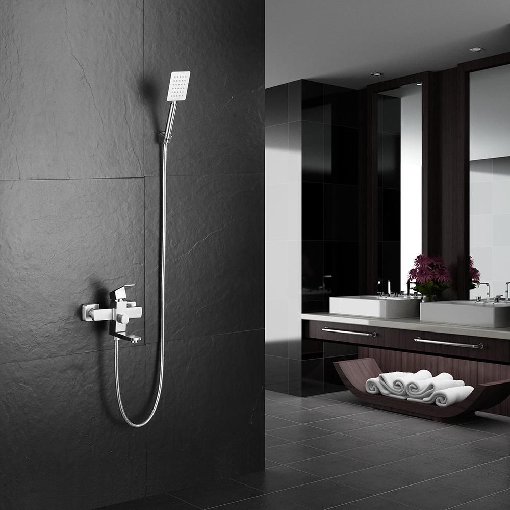 Factory Direct Sales New 304 Stainless Steel Shower Head Set Hot and Cold Square Top Spray Shower Elevator Suit