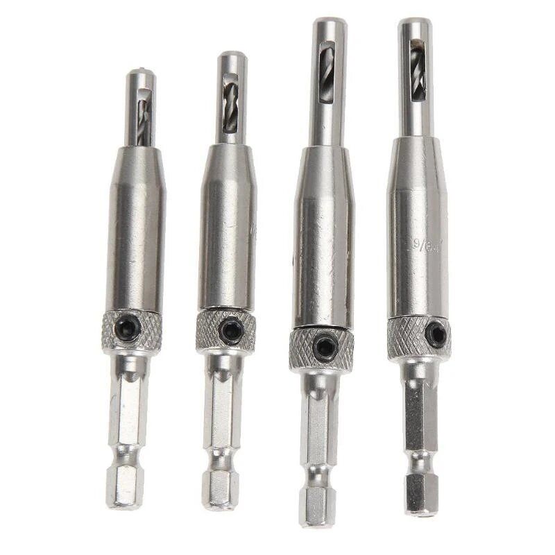 4Pcs HSS Self Centering Hinge Drill Bit Set For Hinges