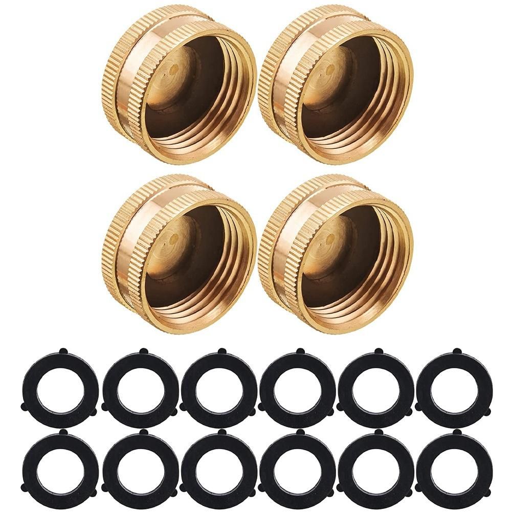 Garden Hose Female End Cap, Brass Spigot Cap with Extra 12