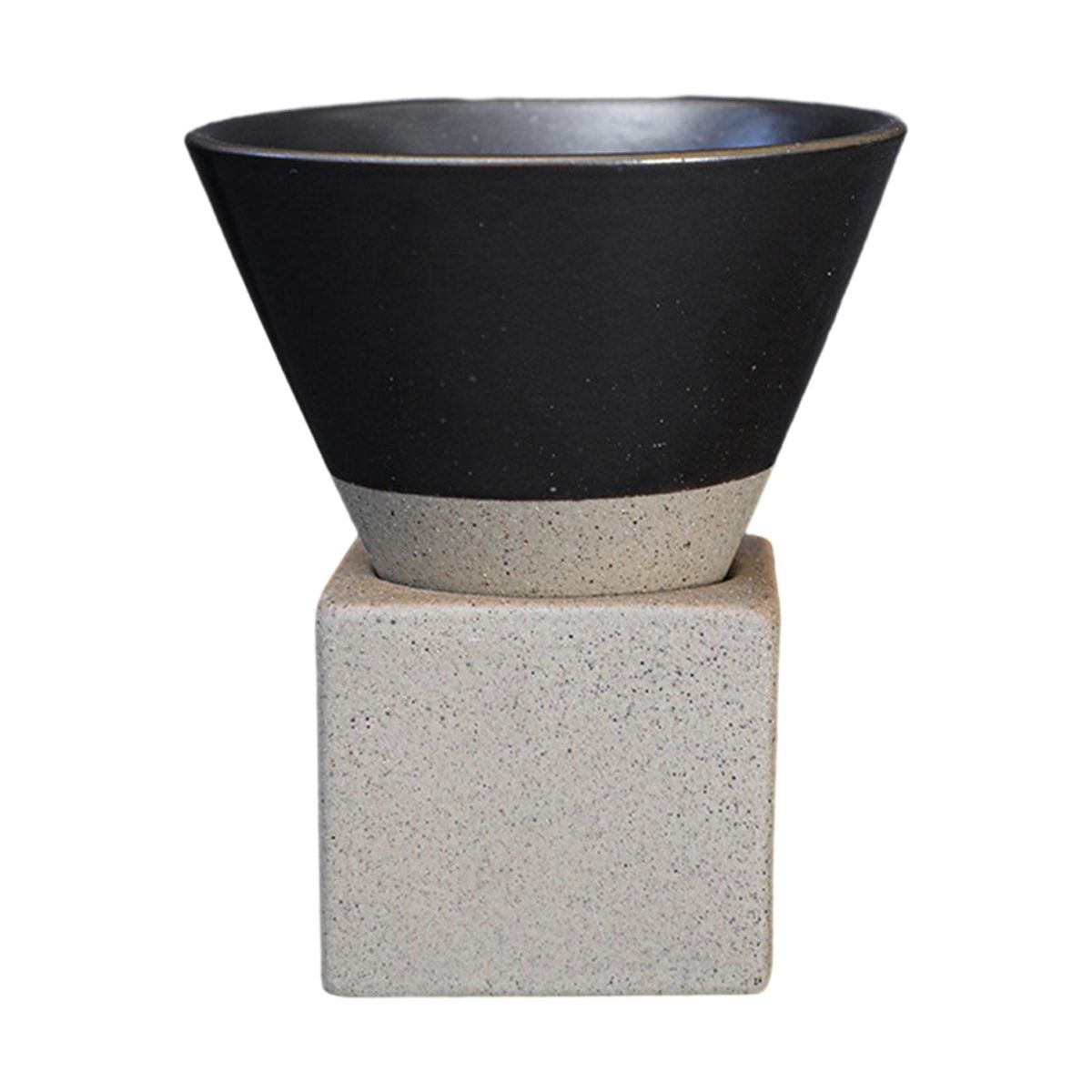 Coffee Cup with Base Handcrafted Japanese Style 200ml for Latte Black