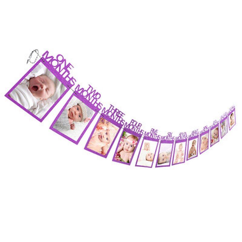 Happy Birthday Photo Frame Banner For Family First Party Decoration Kids Baby Boy Girl 1st One Year