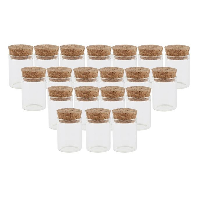 20Pcs Clear 15ml Glass Cork Jars Essential Oil Sample DIY Decorative