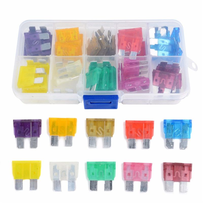 50pcs Blade Fuse 32V Assortment Kit 3A~40A+Box For