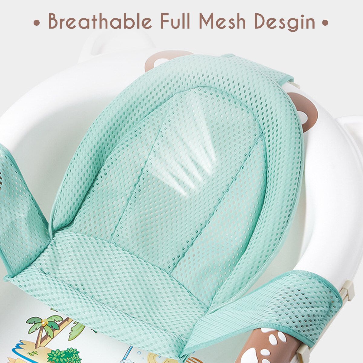 Adjustable Baby Bath Seat Safety Bathtub Bathing Shower Fold Net Cradle 4-Green