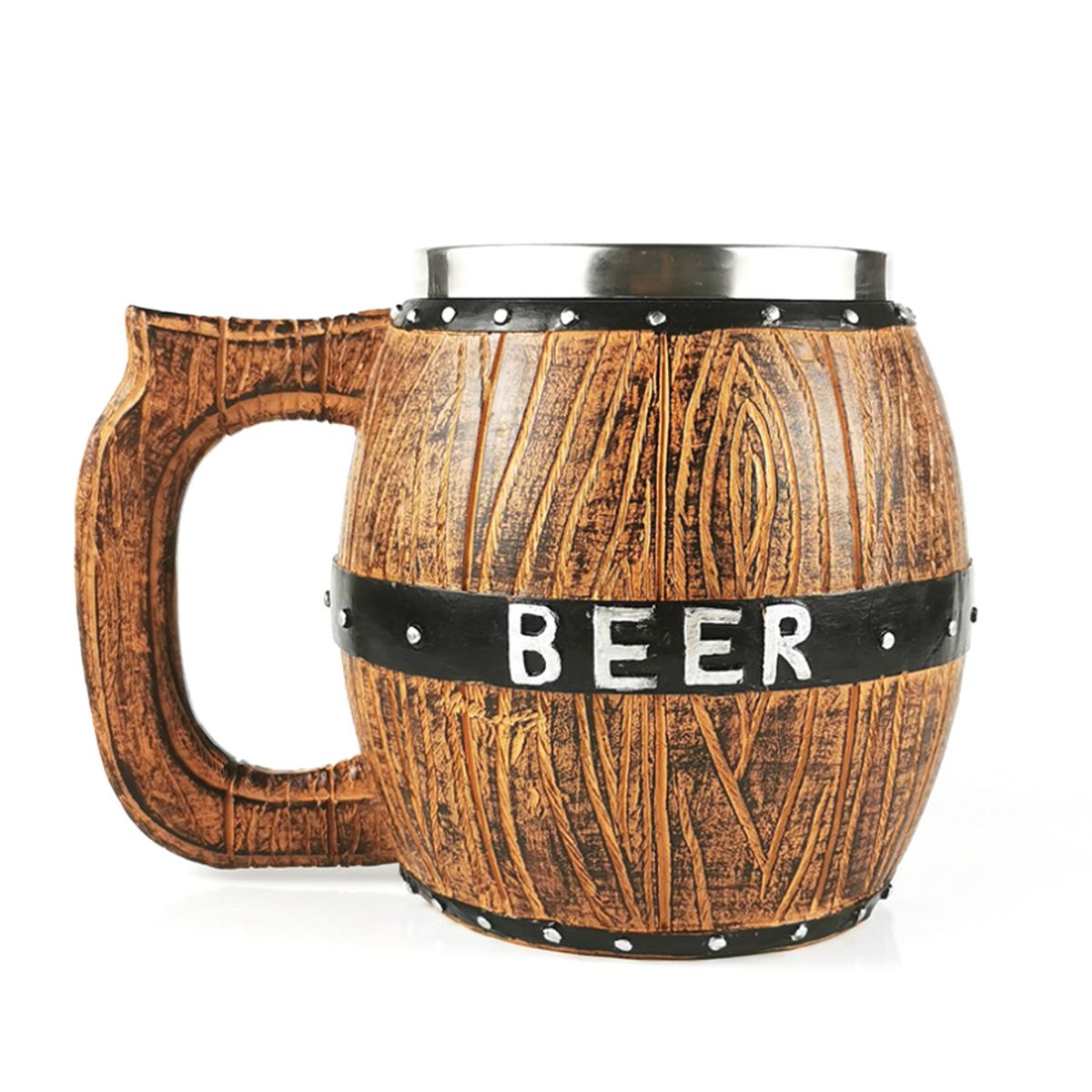 Stainless Steel Wooden Barrel Beer Mug Large Capacity Beer