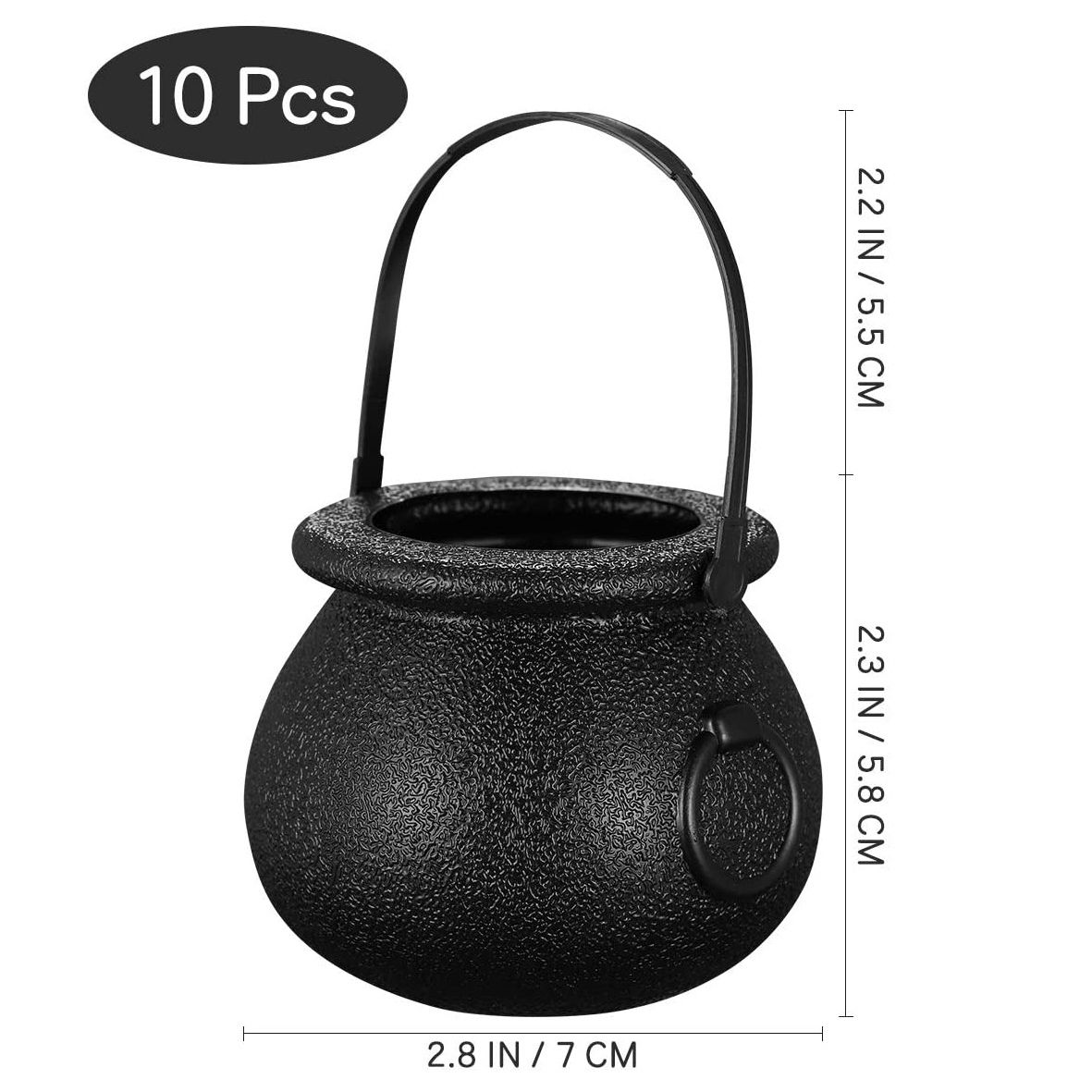 10Pcs Black Cauldron Candy Holder Pot With Handle Halloween