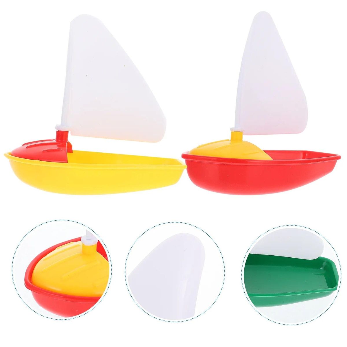 1 Set 3pcs Mini Plastic Sailing Boat Toys Kids Kids Decors Bathtub Toys for Children Todders Kids (Assorted Color, Small +