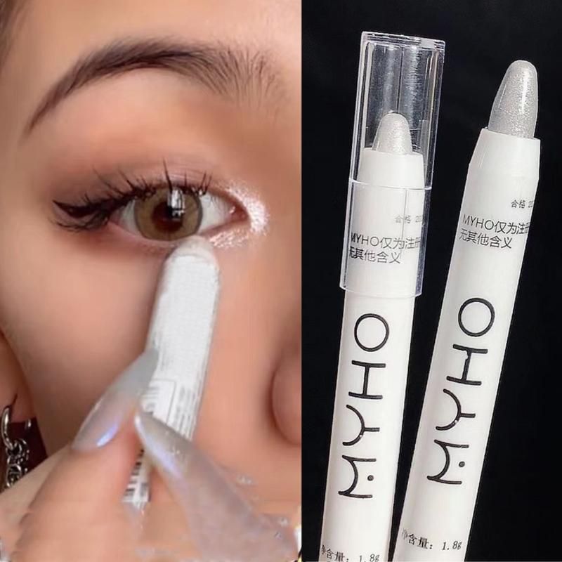Glitter Highlighter Pen Waterproof Matte White Sliver Brighten Eyeshadow Makeup