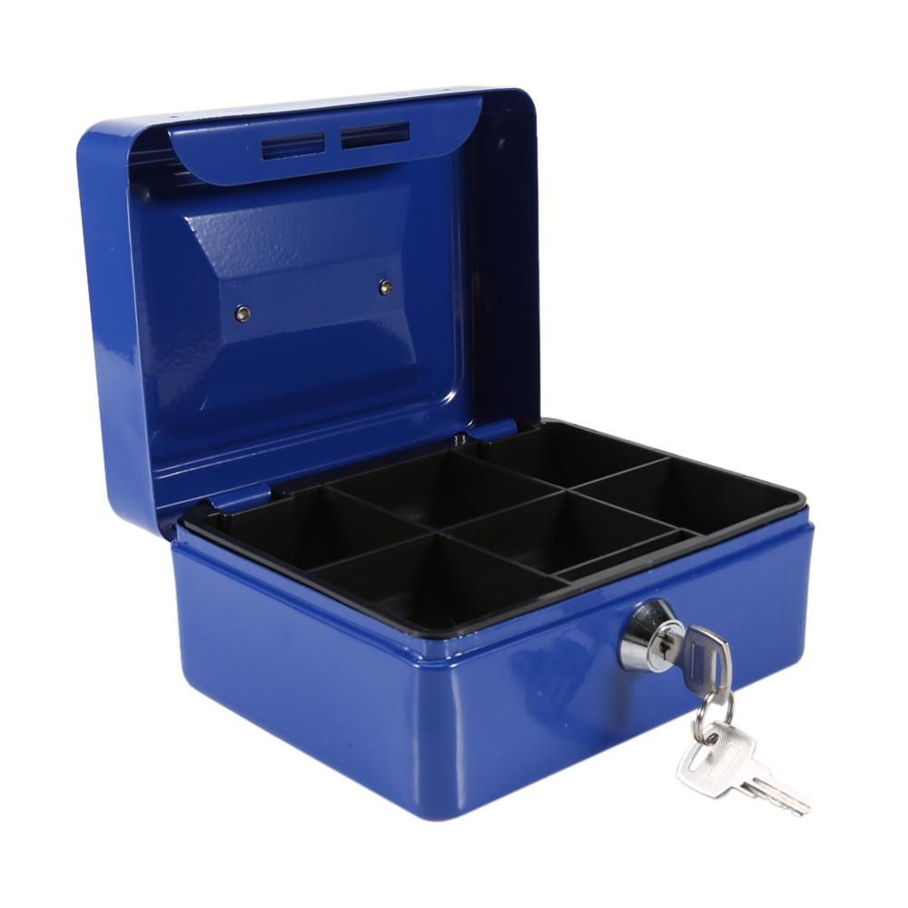 Portable Key Locker Blue Safe Mini Portable Steel Petty Lockable Cash Security Storage Box Household Hidden Coin Money Jewellery