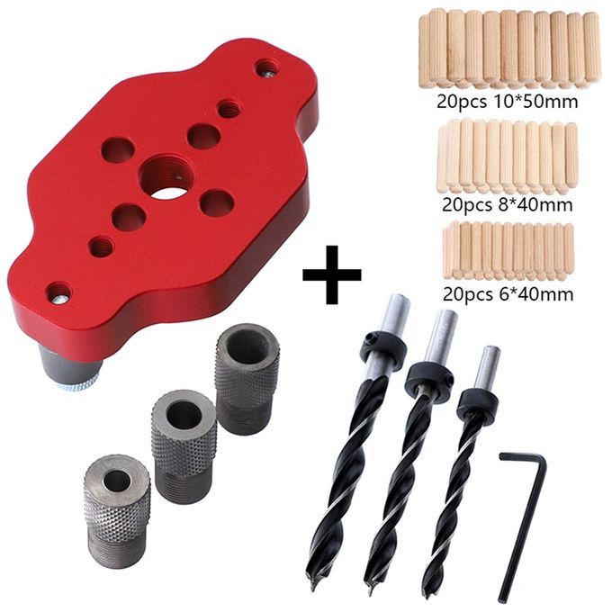 Woodworking Straight Hole Pun Hed Lo Ator Borehole Lo Ator DIY Hole Tool-Red-Hole Punched Locator+6/8/10 Dr
