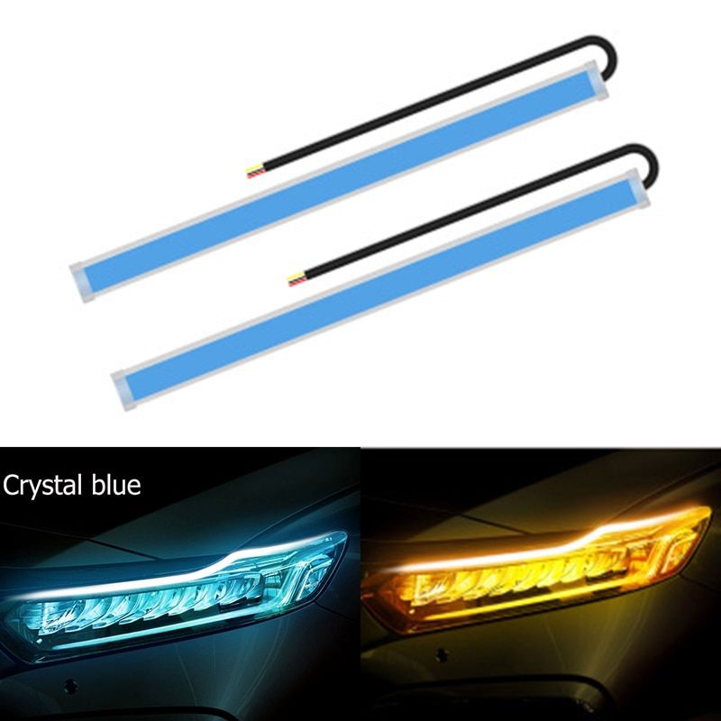 2x 2021  Start-Scan LED Car DRL Daytime Running Lights Auto Flowing Turn Signauide Thin Strip Lamp