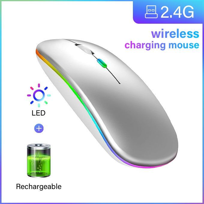 Ultra-thin Wireless Mouse 2.4G Rechargeable Silver