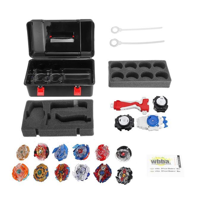 12PCS Beyblade Burst Arena Toys With 1x Handle 3x Launchers 1x Carrying Case Set