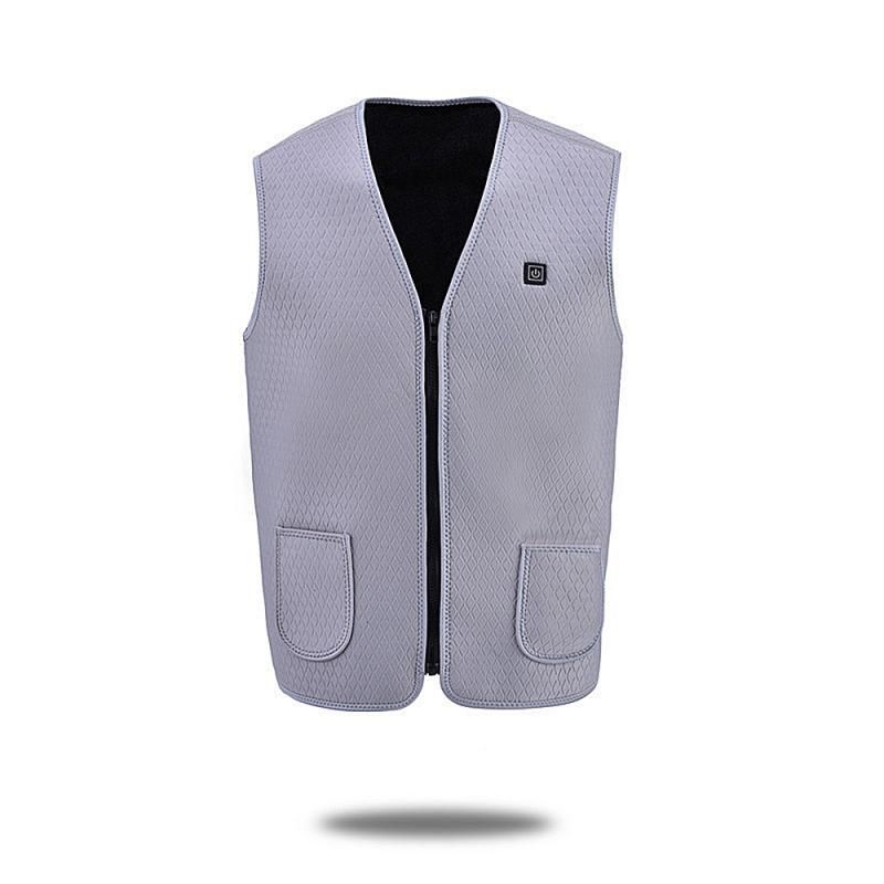 Women Mens Electric Vest Heated Cloth Jacket USB Warm Up Heating Pad Body Warmer Thermal Heating Vest Winter Hunting Jacket VIP-gray