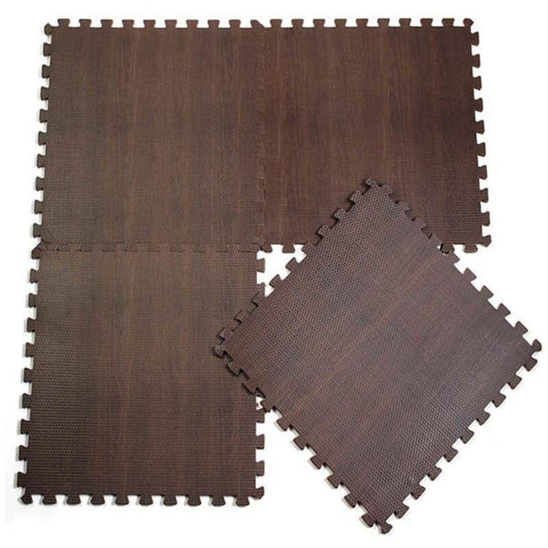 Wood Grain Ground Mats Dark Carpet Split Joint EVA Puzzle Baby Coffee