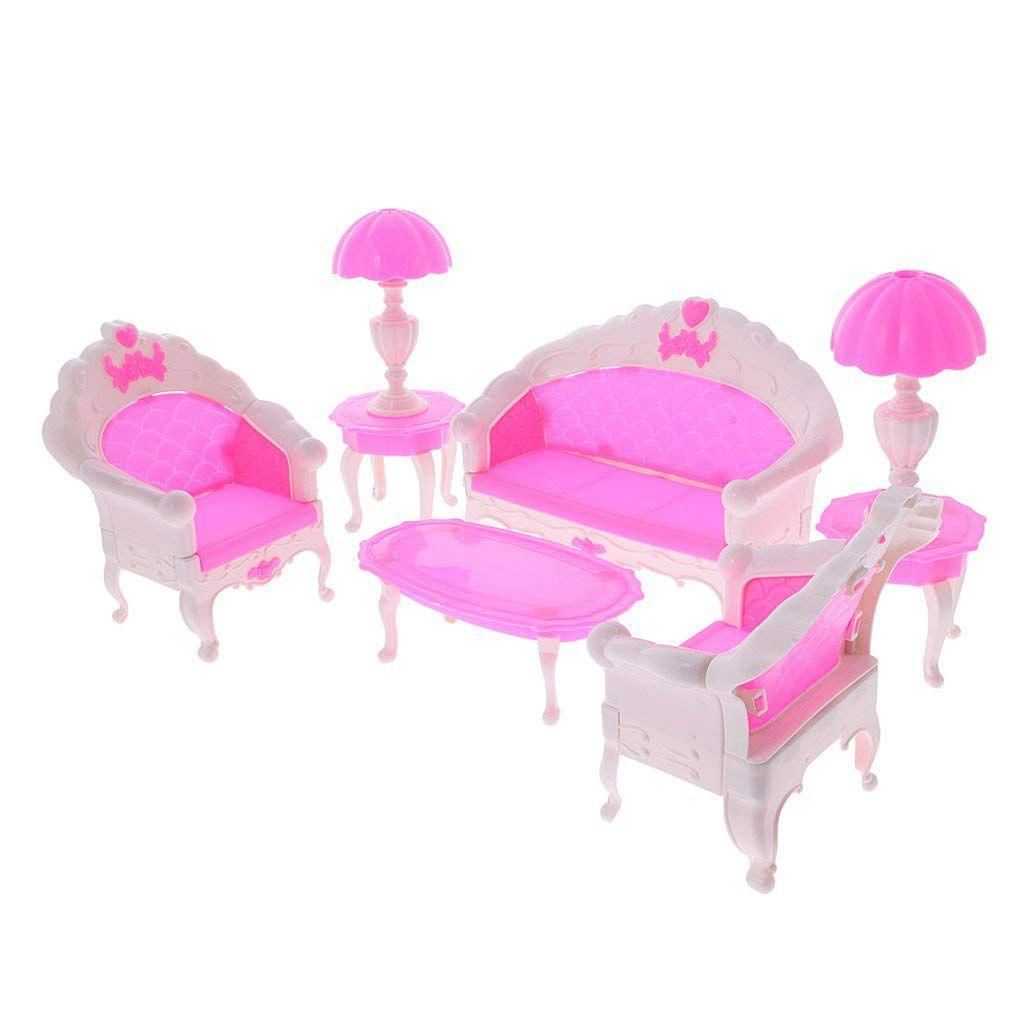 Assorted Doll Accessories Bedroom furniture Cookware Dinnerware Dollhouse Supply Decor for Barbie Dolls -  A 6 pcs