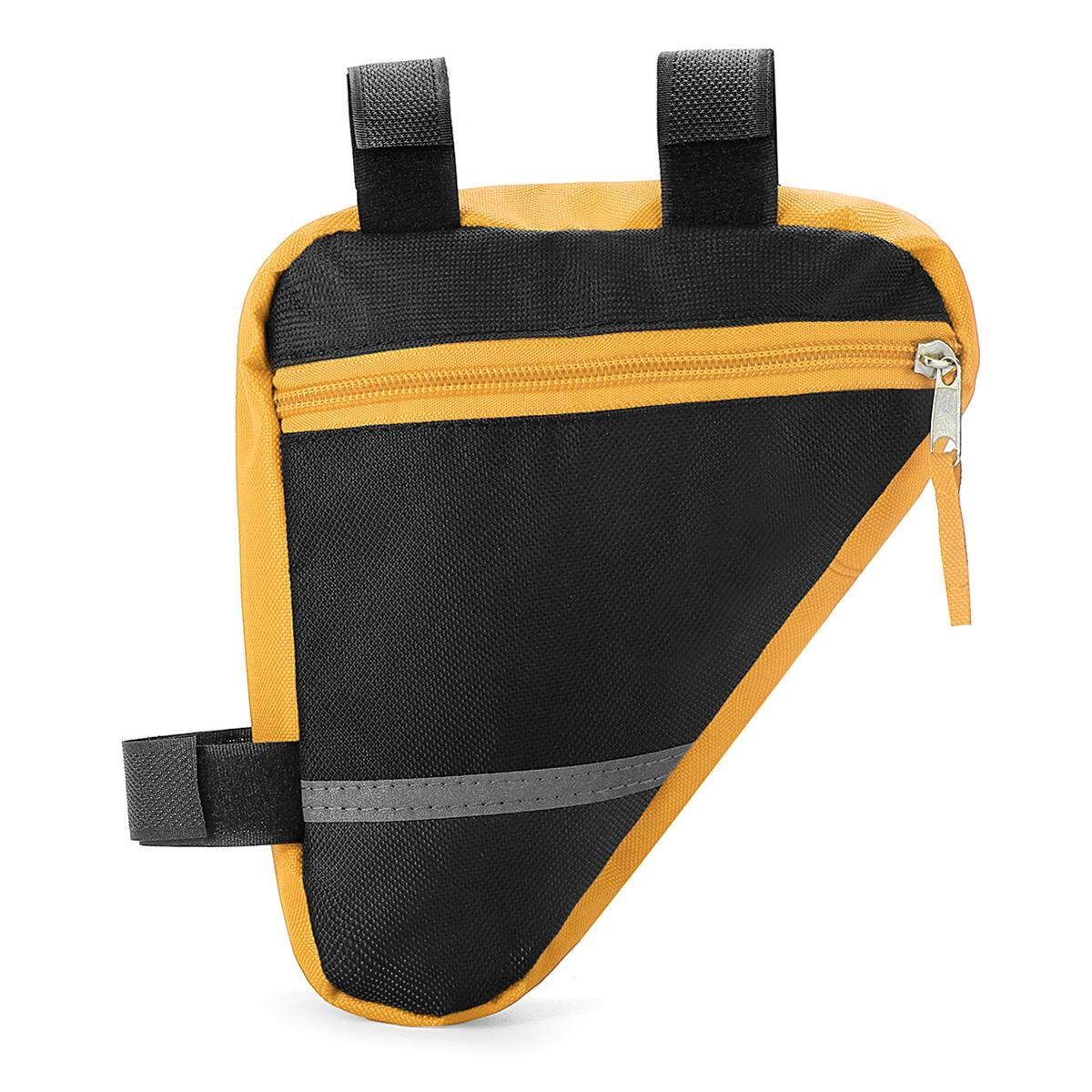 Bicycle Triangle Bag Bike Cycling Front Tube Saddle Frame Pouch Reflective Strip Orange