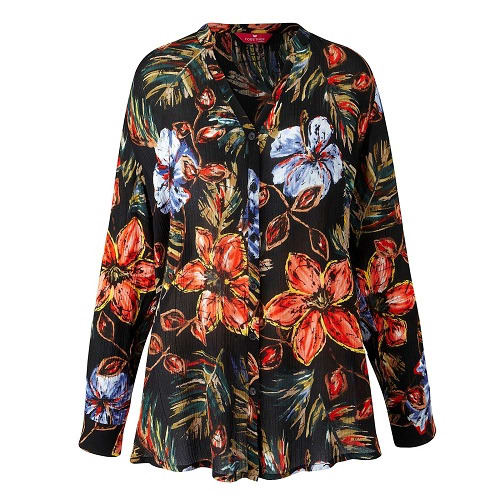 Crinkle Print Plus Size Blouse