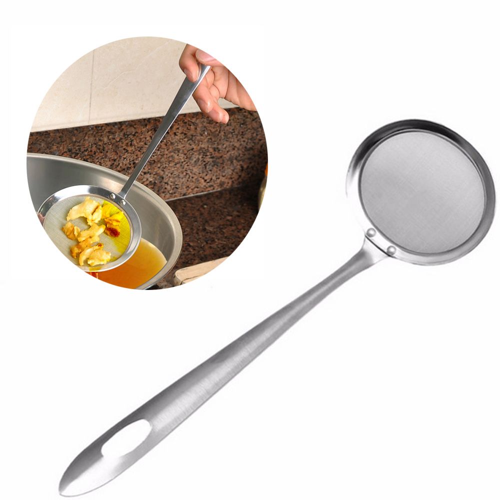 Stainless Steel Fat Skimmer Spoon Fine Mesh Strainer Ladle