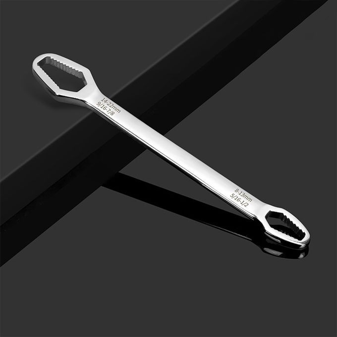 Adjustable Wrench Ratchet Spanner Self-Tightening DIY Silver