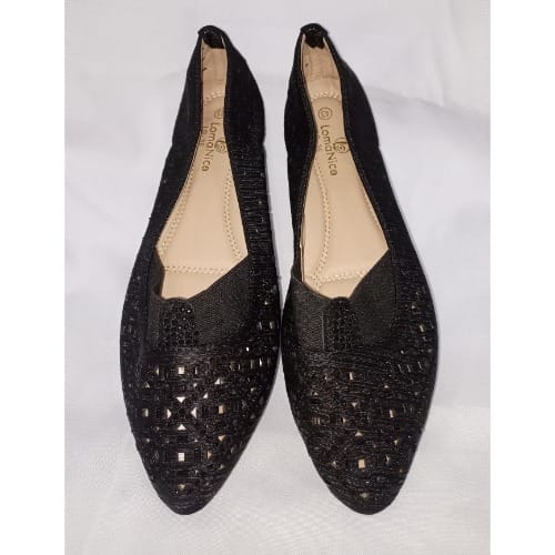 Pointed Caribbean Comfortable Female Flat Shoe - Black